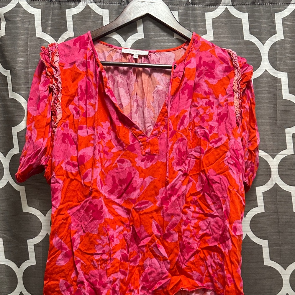 Olivaceous Pink and Red Floral Blouse
